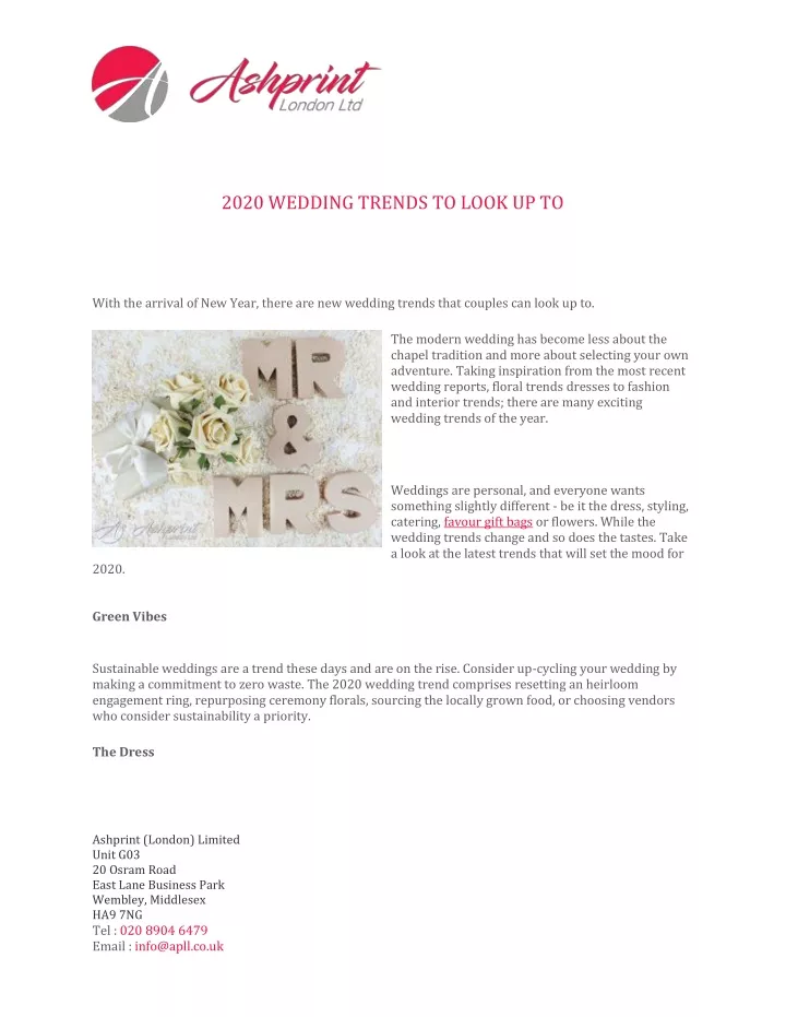 2020 wedding trends to look up to