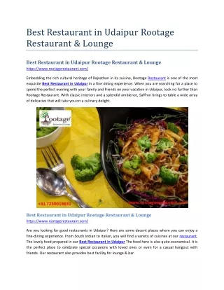 best restaurant in udaipur rootage restaurant
