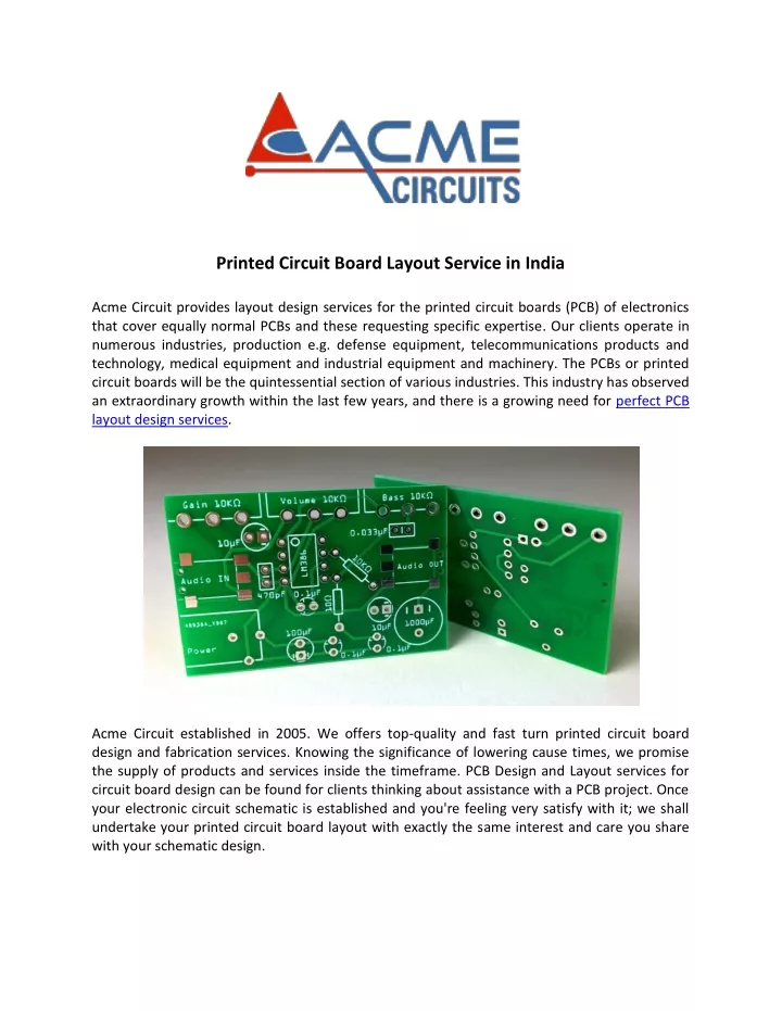 printed circuit board layout service in india