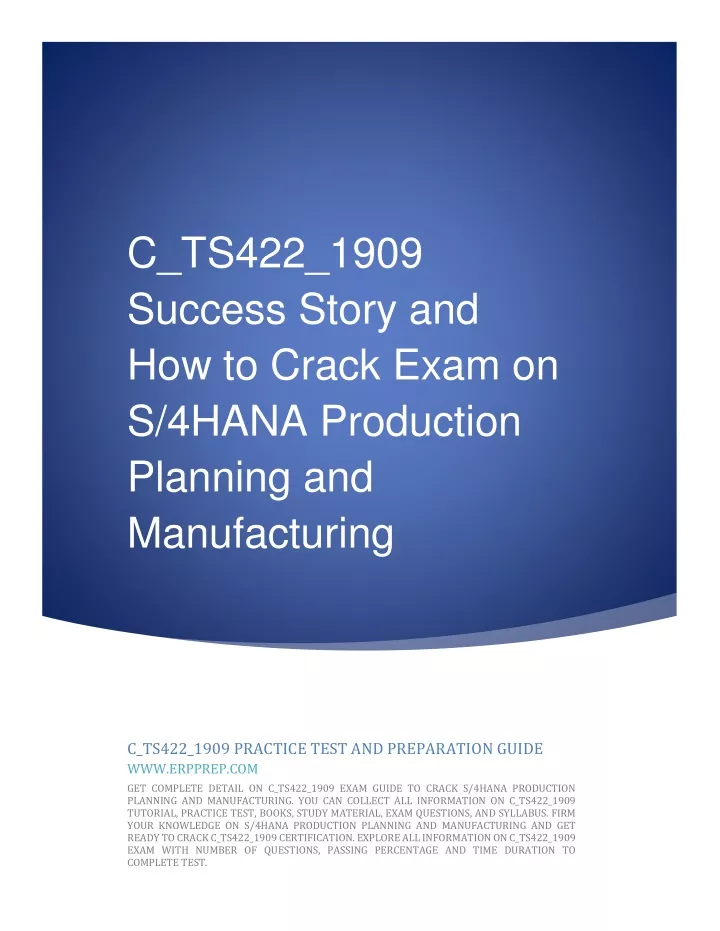 c ts422 1909 success story and how to crack exam