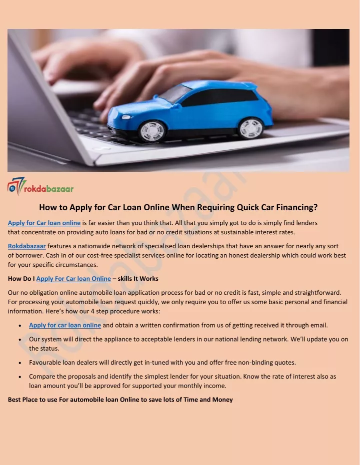 how to apply for car loan online when requiring