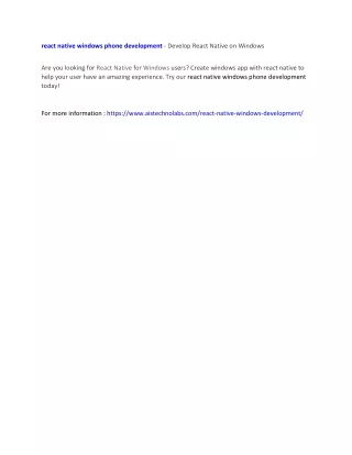 react native windows phone development develop