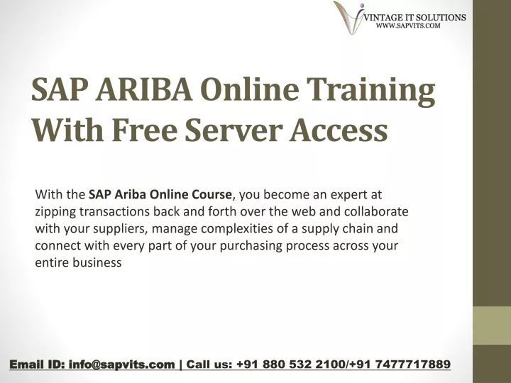 sap ariba online training with free server access