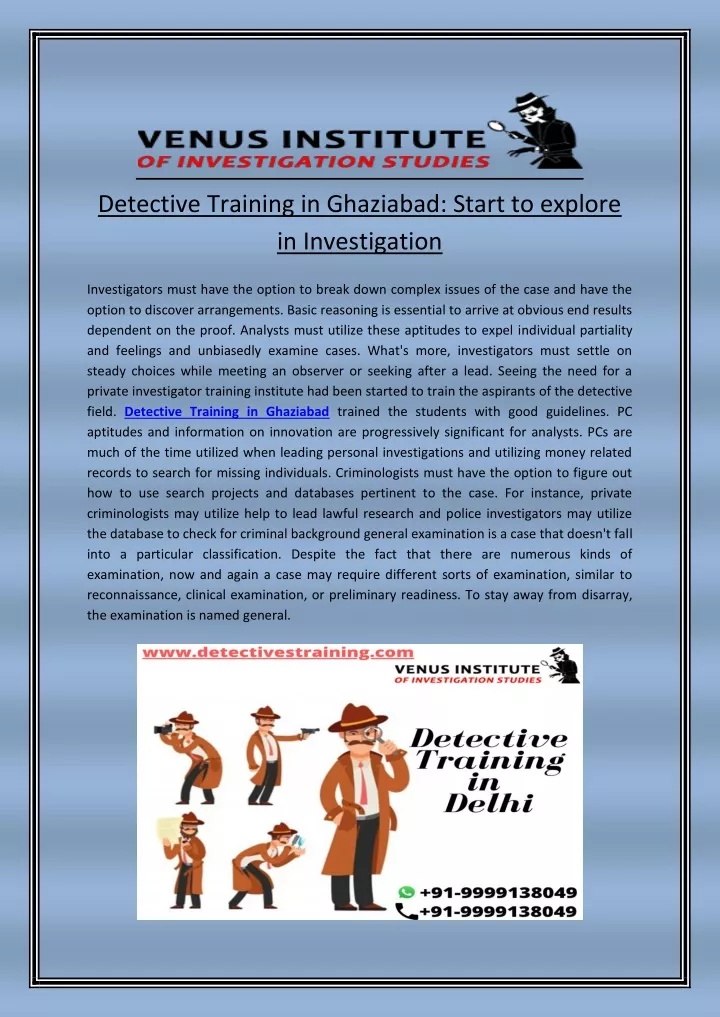 detective training in ghaziabad start to explore