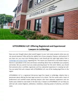 LETOURNEAU LLP: Offering Registered and Experienced Lawyers in Lethbridge