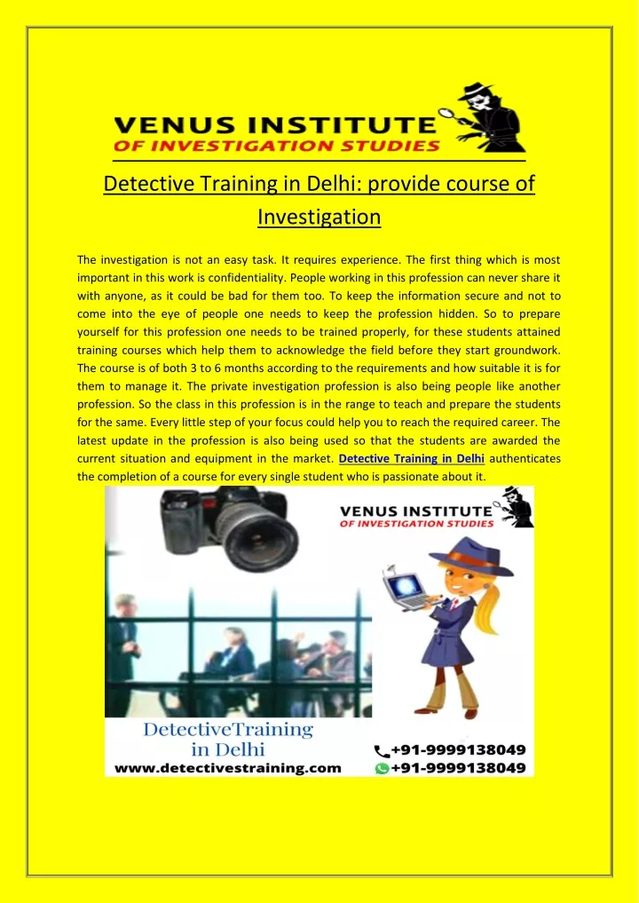 detective training in delhi provide course