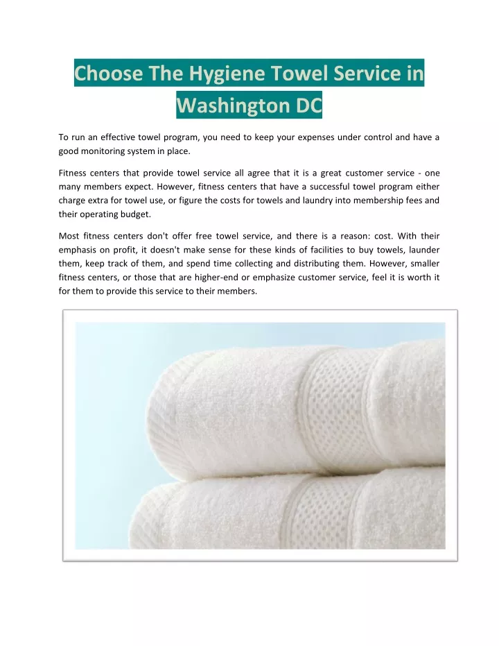 choose the hygiene towel service in washington dc