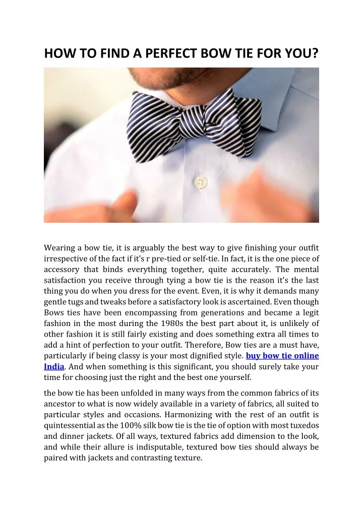 how to find a perfect bow tie for you