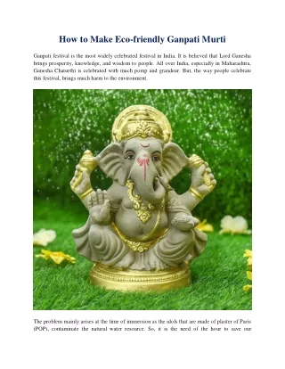 how to make eco friendly ganpati murti