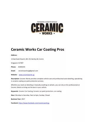 Ceramic Works Car Coating Pros