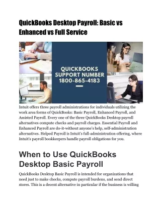 QuickBooks Desktop Payroll Basic vs Enhanced vs Full Service