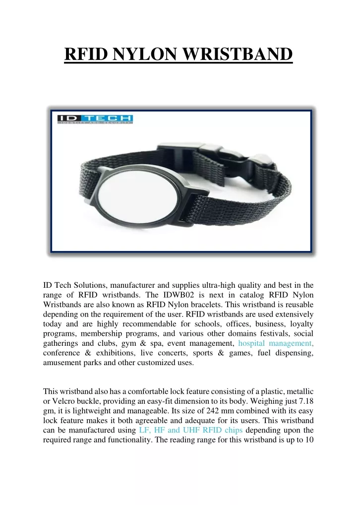 rfid nylon wristband