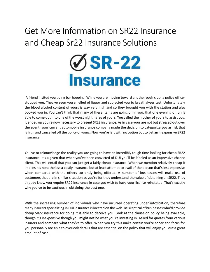 get more information on sr22 insurance and cheap