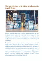 The Introduction of Artificial intelligence in Supply Chain - slide 1