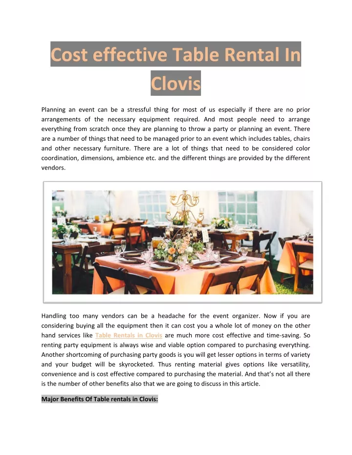 cost effective table rental in clovis
