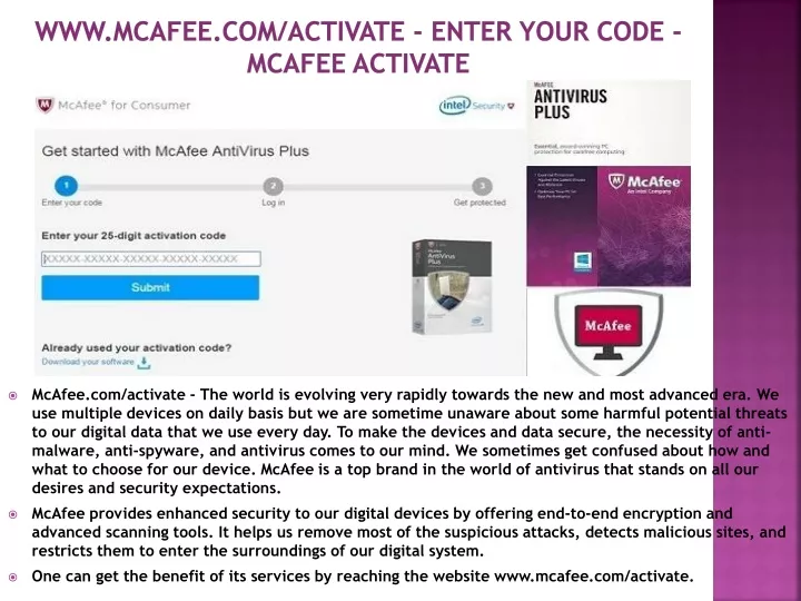 www mcafee com activate enter your code mcafee activate
