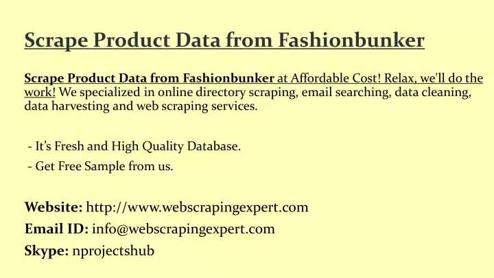 scrape product data from fashionbunker