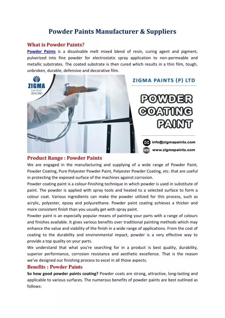 powder paints manufacturer suppliers