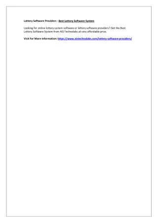 lottery software providers best lottery software