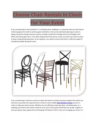 choose chair rentals in clovis for your event