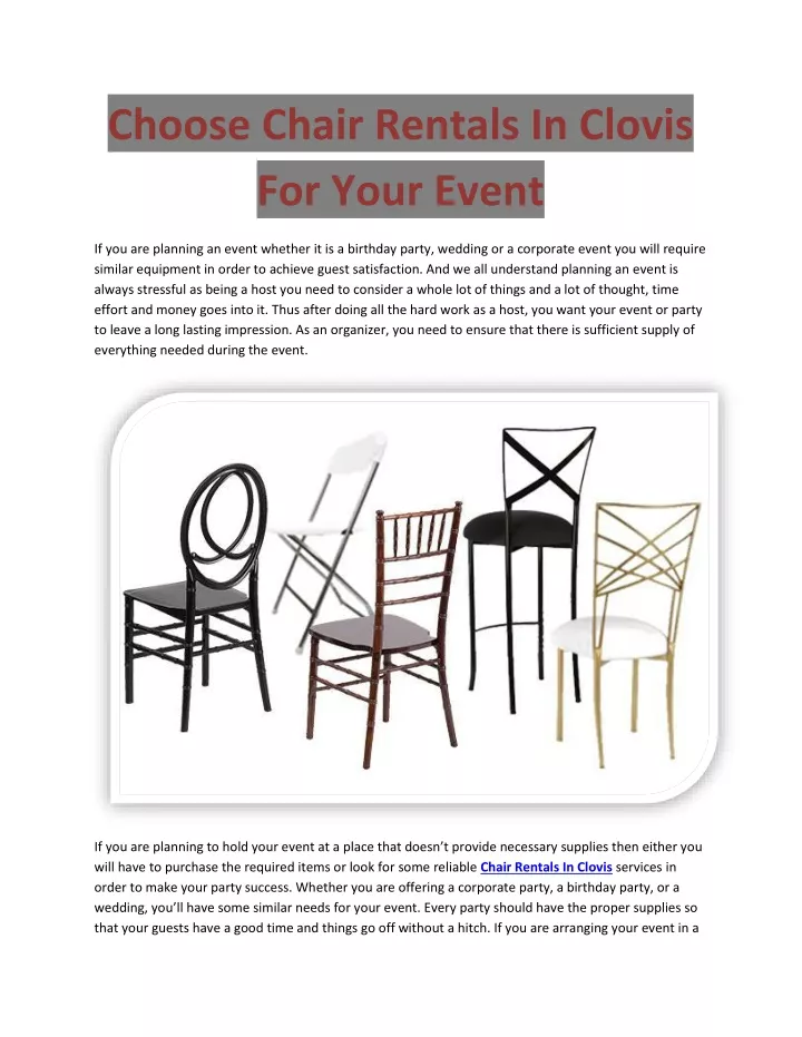 choose chair rentals in clovis for your event