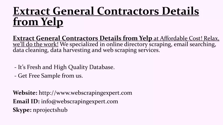 extract general contractors details from yelp