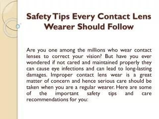 Safety Tips Every Contact Lens Wearer Should Follow