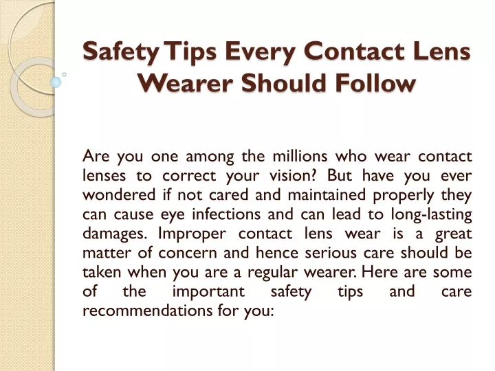 safety tips every contact lens wearer should follow