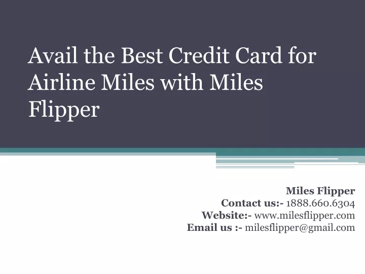avail the best credit card for airline miles with miles flipper