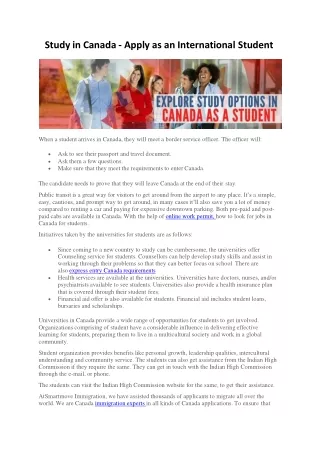 study in canada apply as an international student