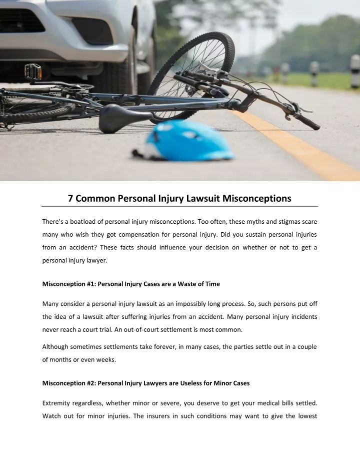 7 common personal injury lawsuit misconceptions