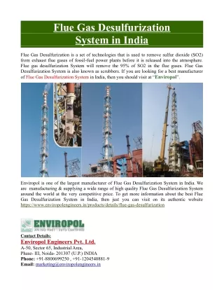 Flue Gas Desulfurization System in India