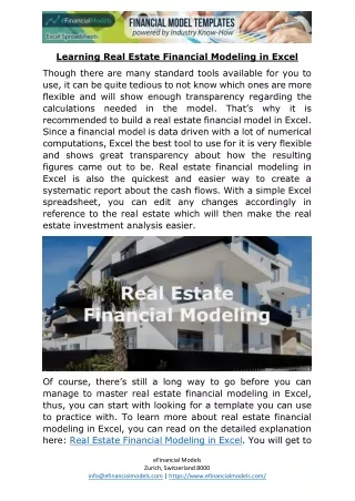 learning real estate financial modeling in excel