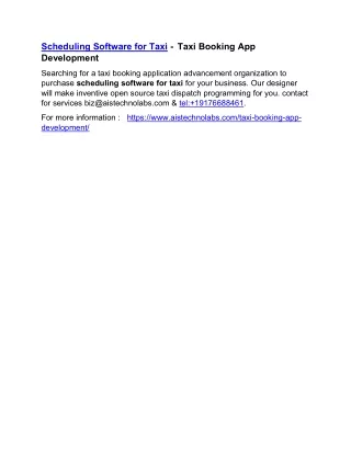 scheduling software for taxi taxi booking