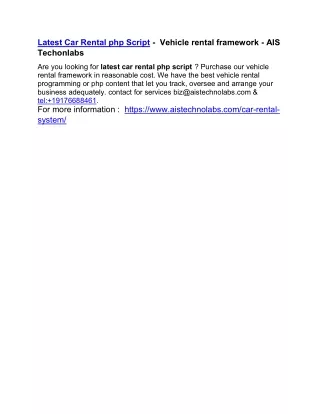 latest car rental php script vehicle rental