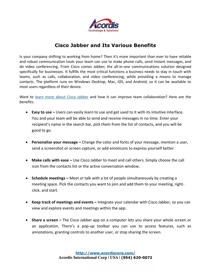 cisco jabber and its various benefits is your