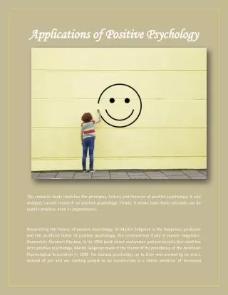 applications of positive psychology applications