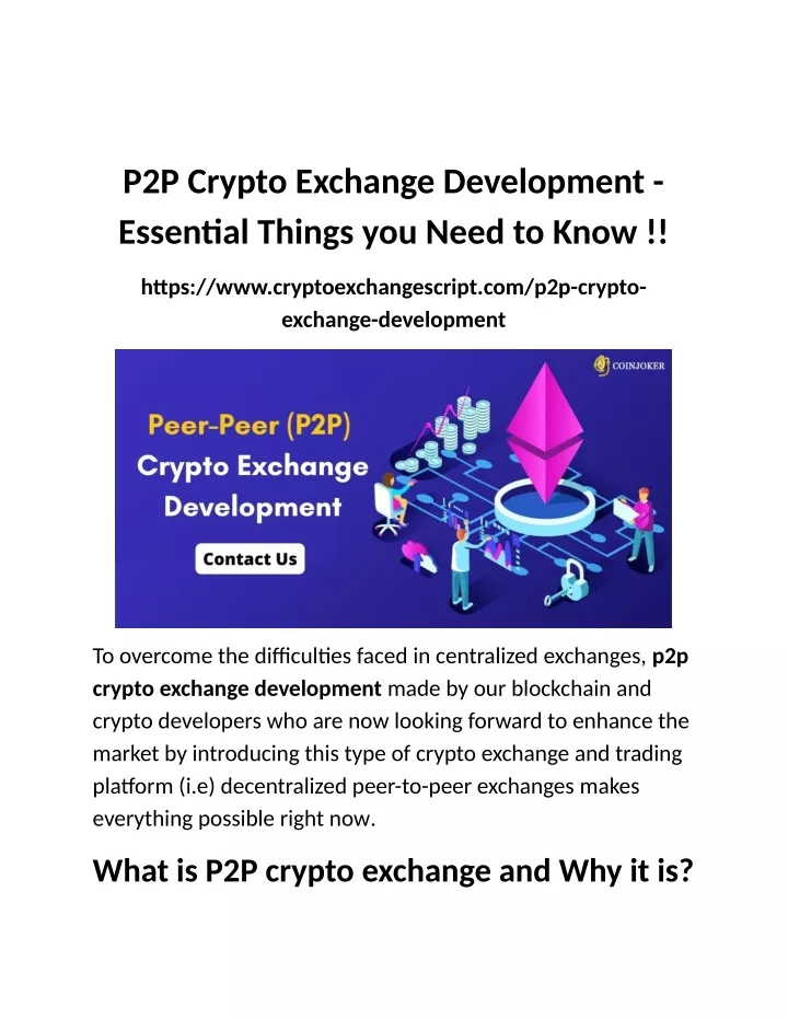 p2p crypto exchange development essential things