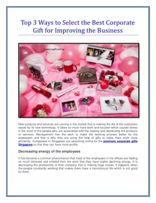 Top 3 Ways to Select the Best Corporate Gift for Improving the Business
