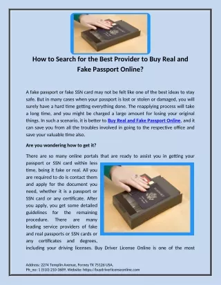 How to Search for the Best Provider to Buy Real and Fake Passport Online?