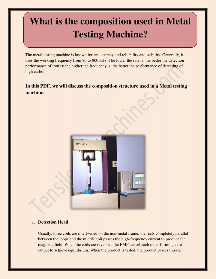 what is the composition used in metal testing