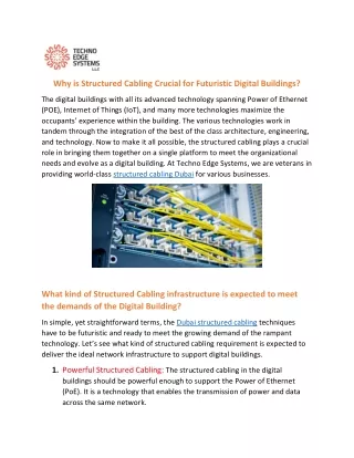 why is structured cabling crucial for futuristic