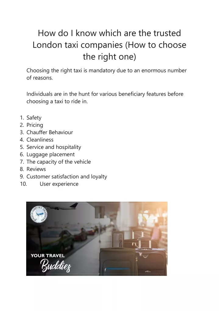 how do i know which are the trusted london taxi