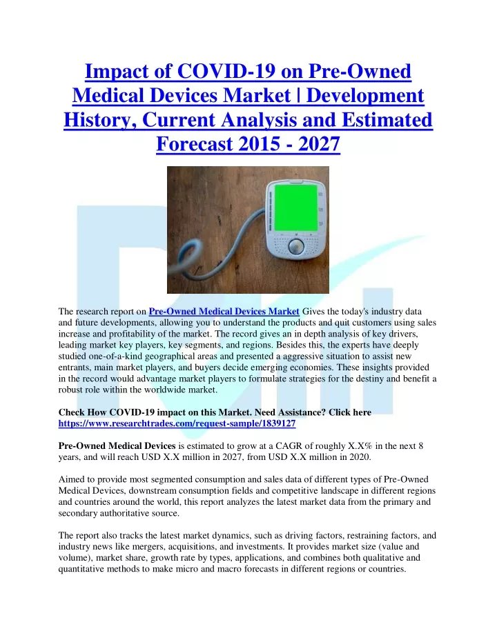 impact of covid 19 on pre owned medical devices