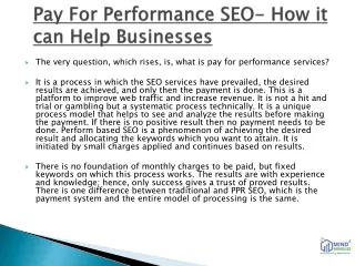 Pay For Performance SEO- How it can Help Businesses