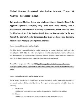 global rumen protected methionine market trends