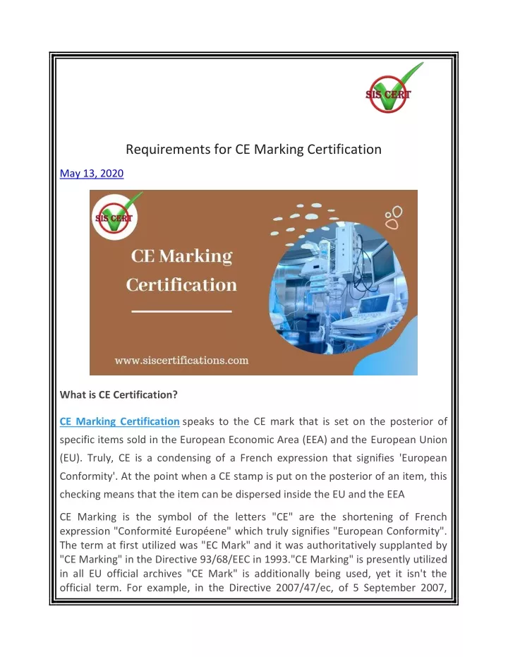 requirements for ce marking certification