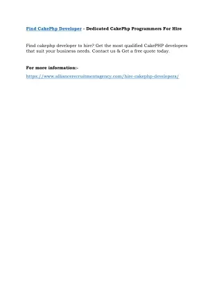 find cakephp developer dedicated cakephp