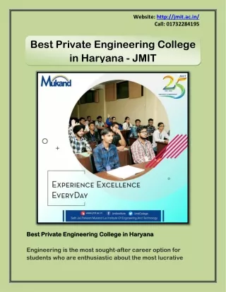 Best Private Engineering College in Haryana - JMIT