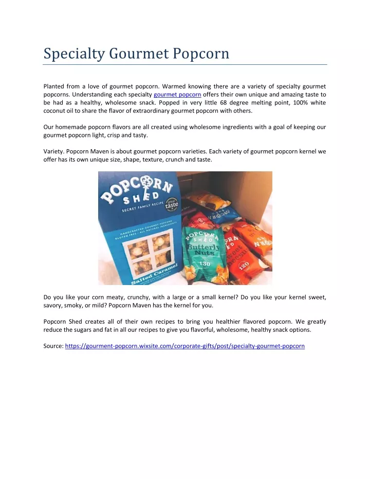 specialty gourmet popcorn